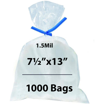Flat Polypropylene Bags 1.5 Mil 7.5X13 inches 1000 Bags